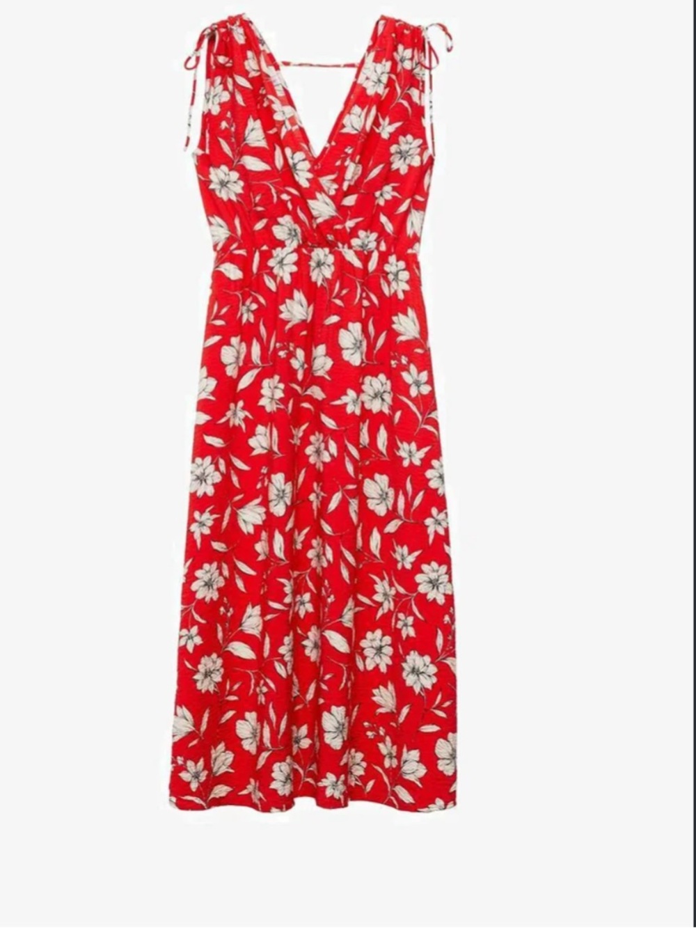 Mango Red Floral Tie-Strap Kids Dress
